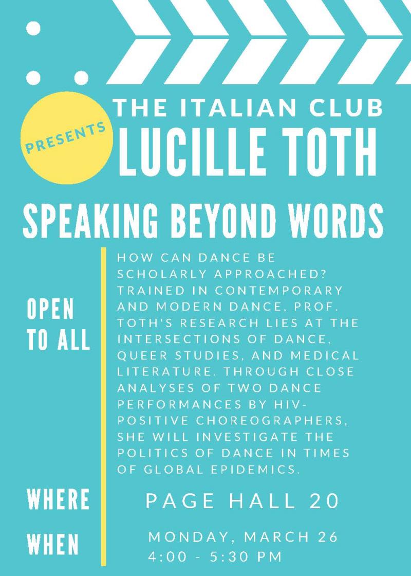 Lucille Toth: Speaking Beyond Words | Department Of French And Italian